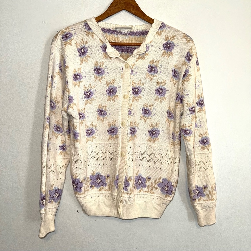 Natural Made in England English Cardigan Sweater Grandma Cottagecore Granny